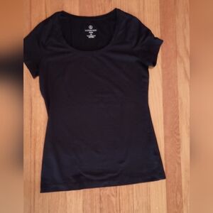 Lands End XS navy blue fitted cotton modal scoop neck tee shirt